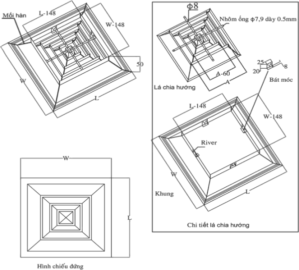 MIỆNG GIÓ KHUYẾCH TÁN 4 HƯỚNG - CEILING DEFLECTION - Hình ảnh 2