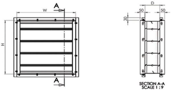 VAN CHỈNH GIÓ DẠNG VUÔNG CÓ GẮN ĐỘNG CƠ - MOTORIZED VOLUME CONTROL DAMPER - Hình ảnh 3